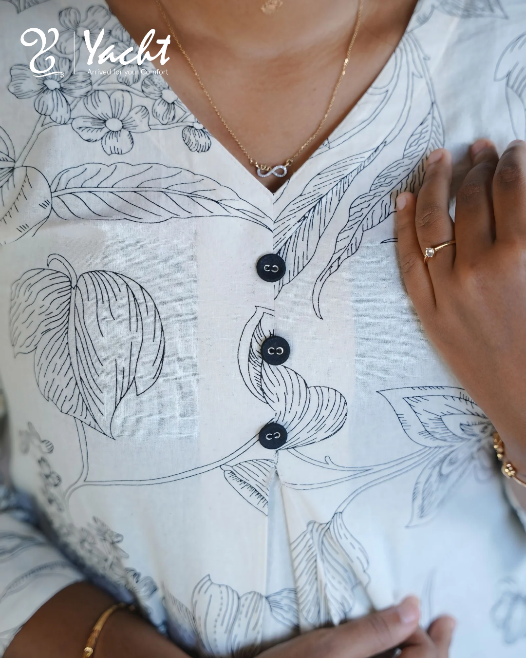 Ivory Botanical Bloom A-Line Kurti