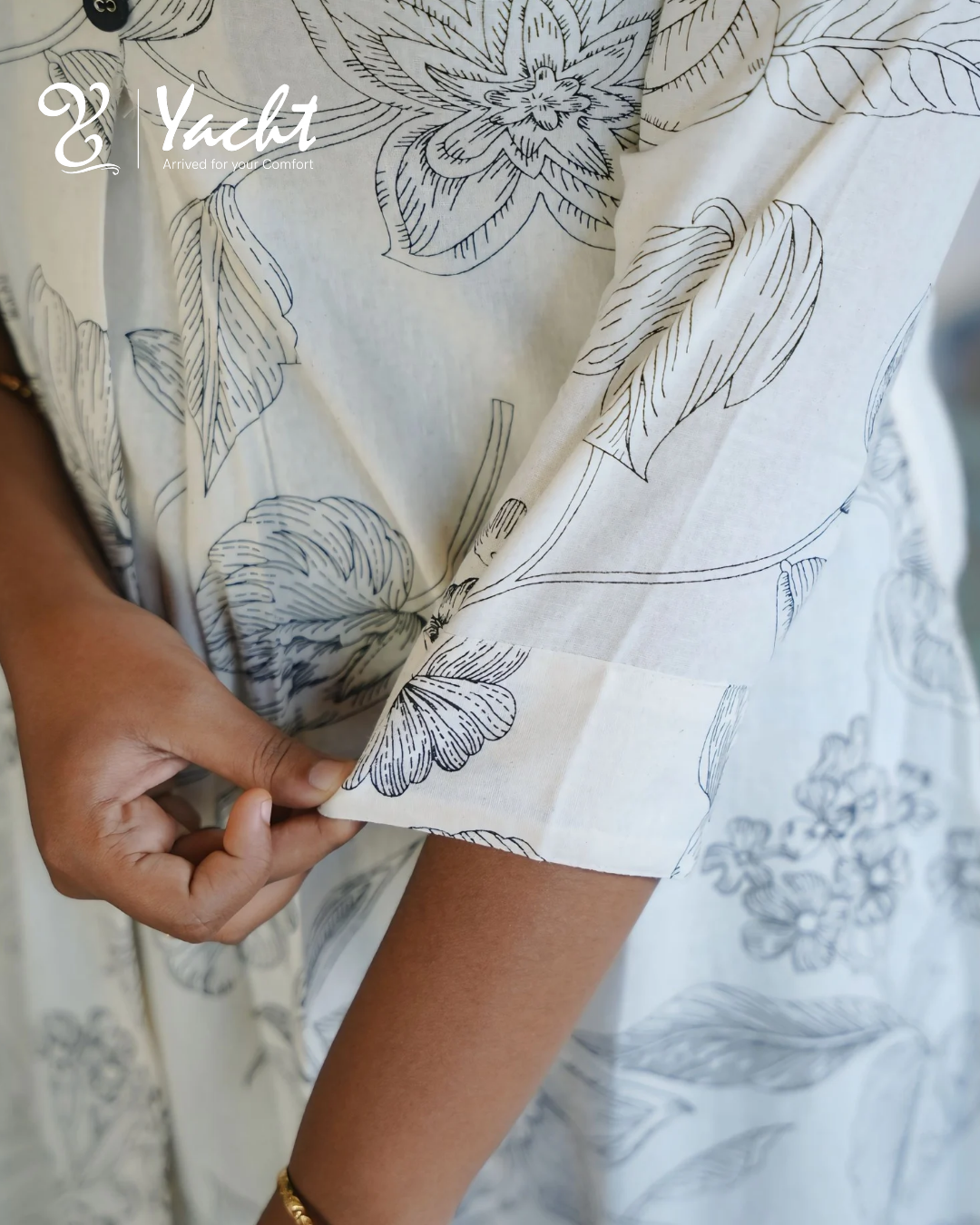 Ivory Botanical Bloom A-Line Kurti