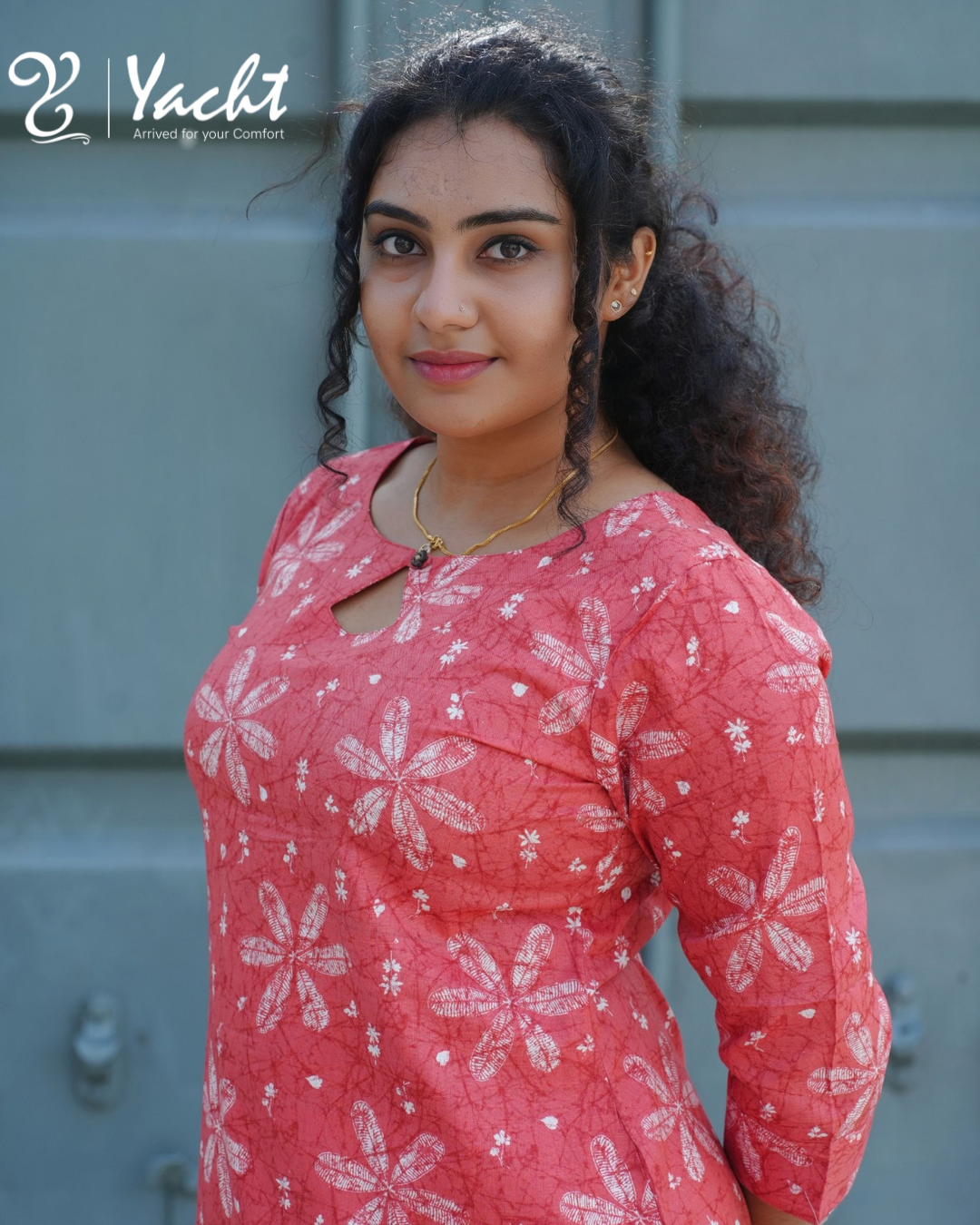 🌺 Coral Blossom Charm Kurti