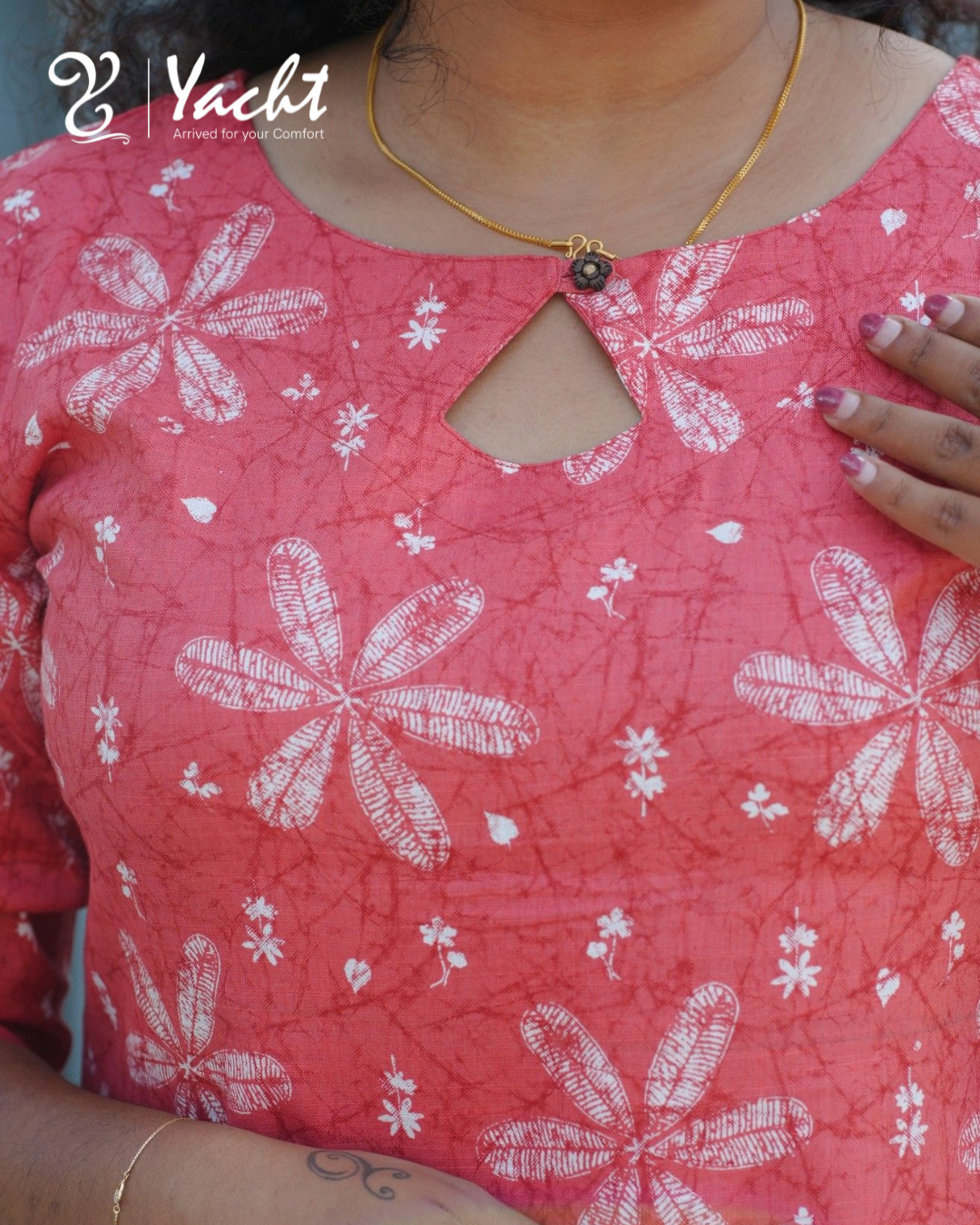 🌺 Coral Blossom Charm Kurti
