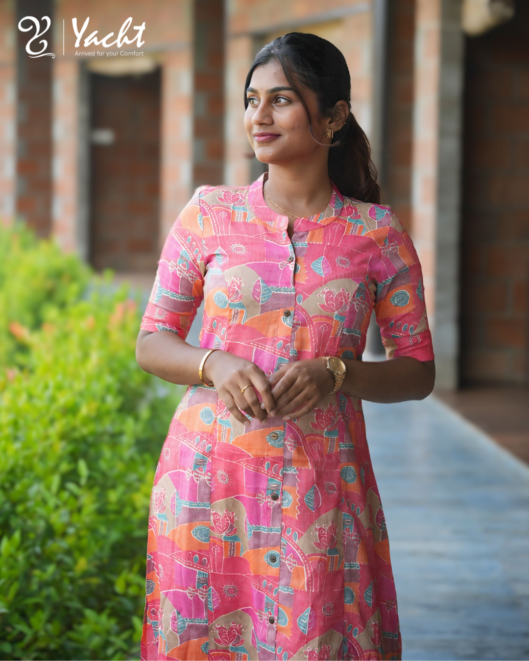 🌸“Blush Garden Printed A-Line Kurti”