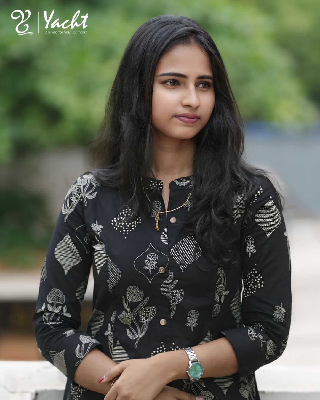 ✨Midnight Bloom Printed A-Line Kurthi