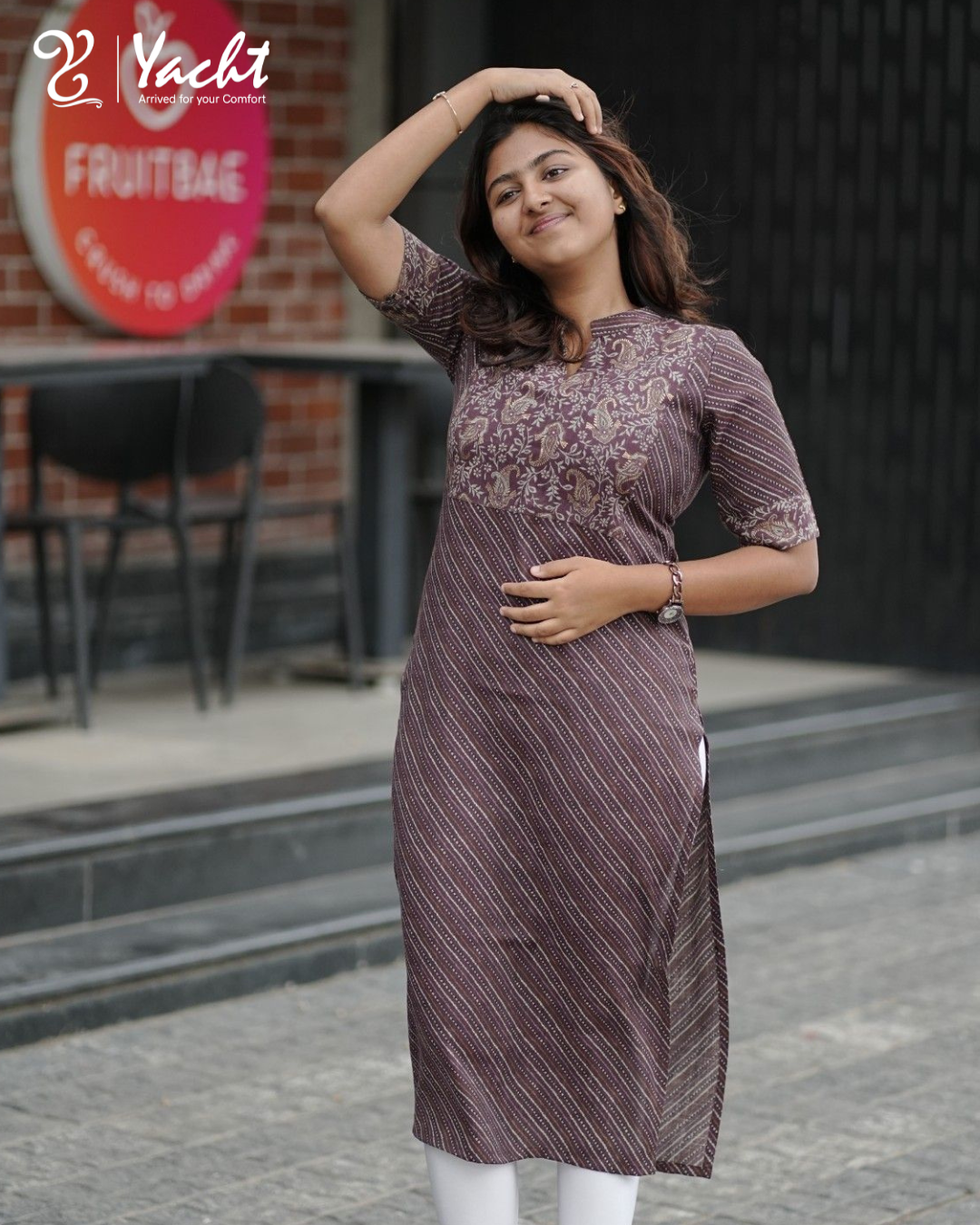 Vintage Plum Grace Straight Kurti