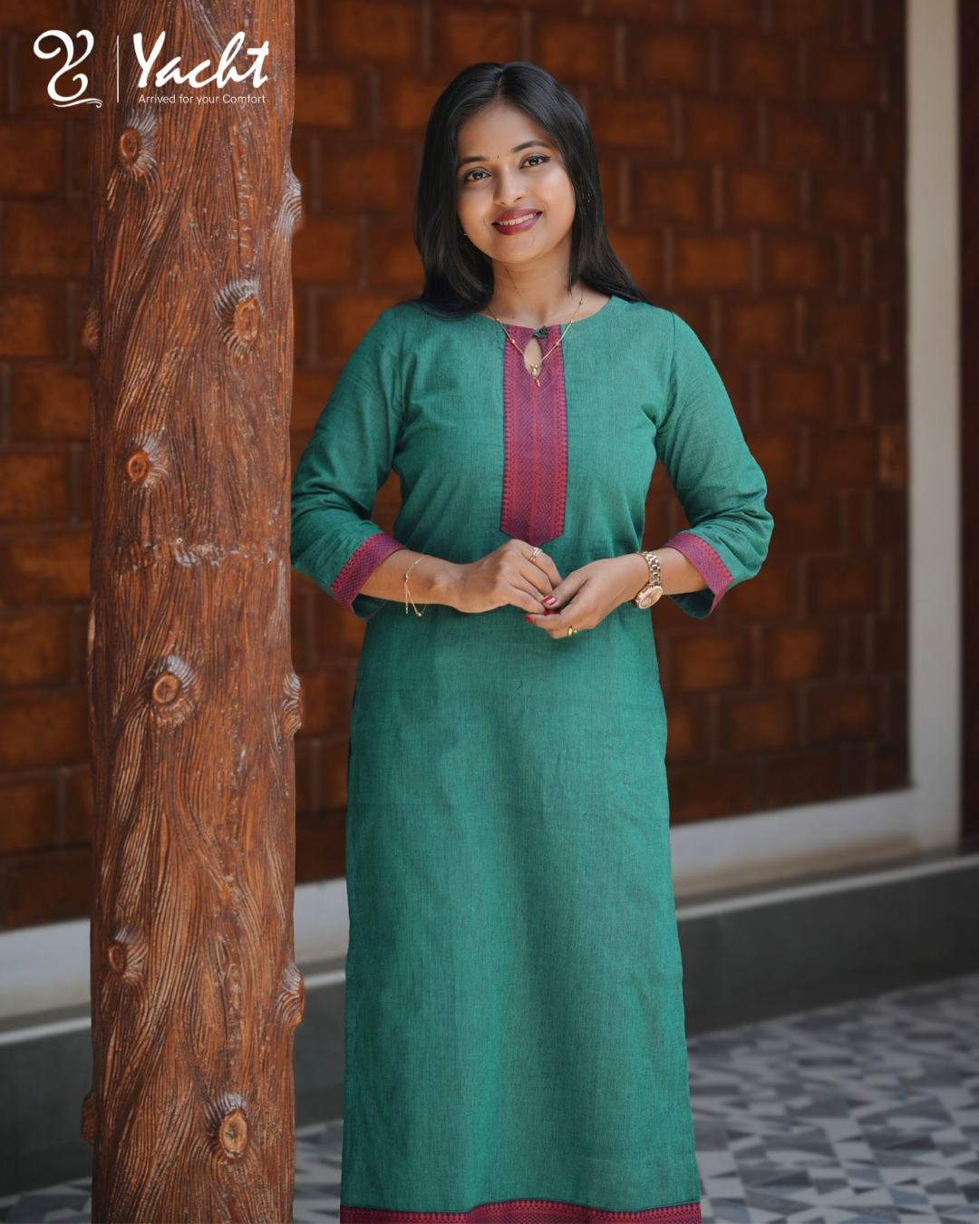 🌿 Emerald Charm Straight-Cut Kurti