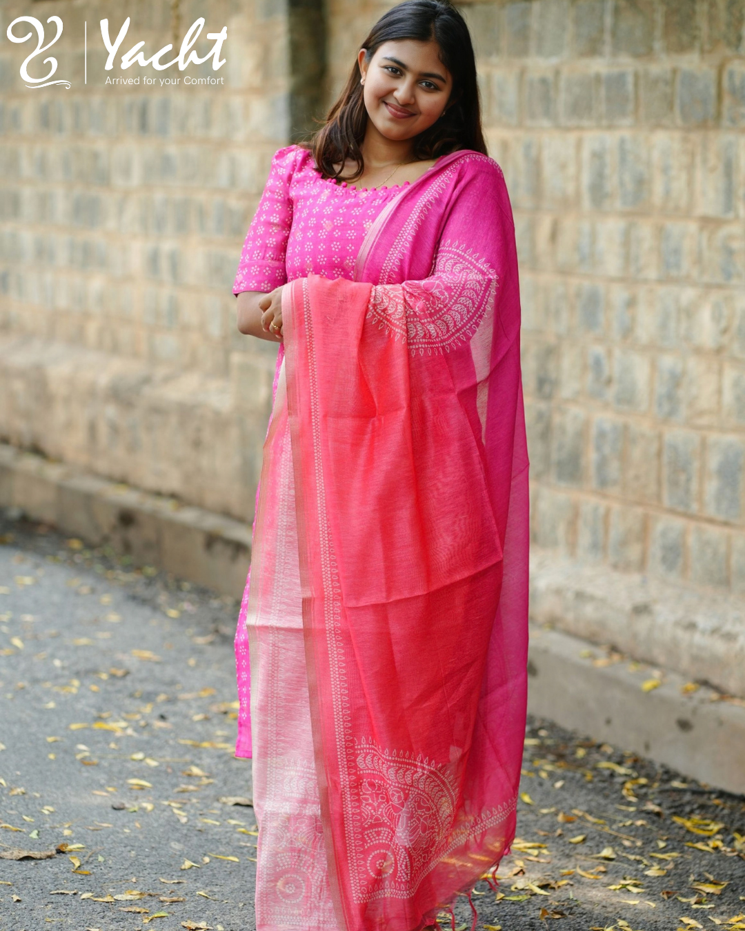 💖 Rani Pink Elegance Top & Dupatta Set