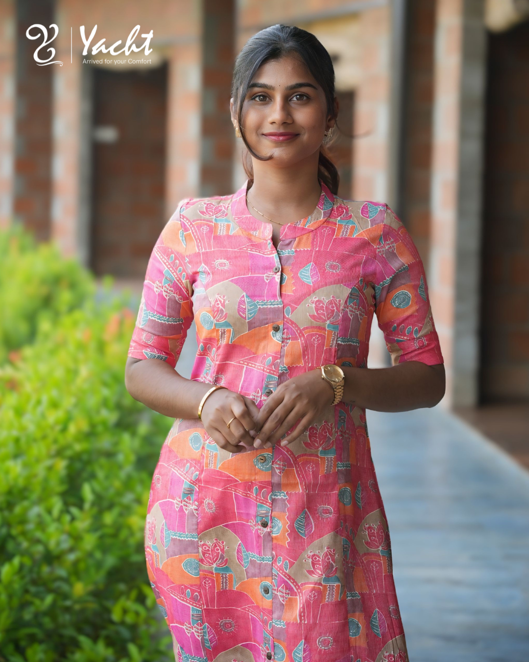 🌸“Blush Garden Printed A-Line Kurti”