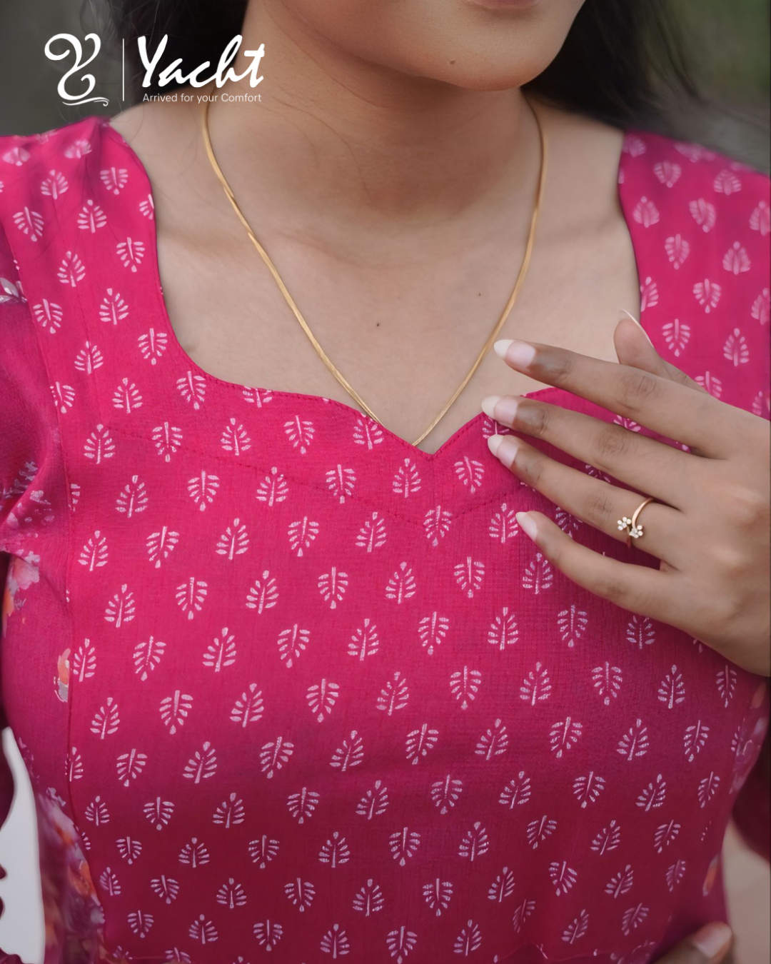 🌸 Pink Floral Charm Kurti