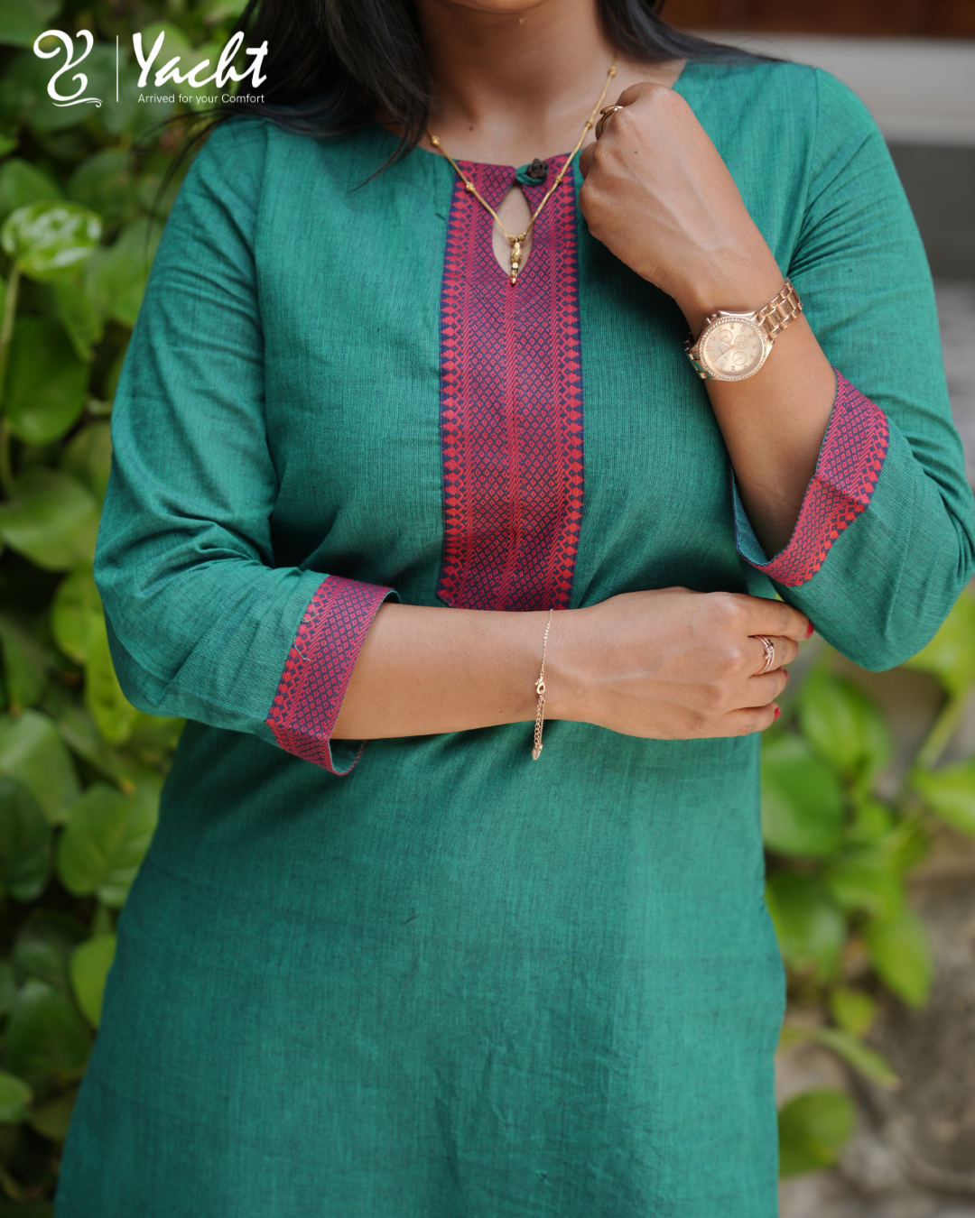🌿 Emerald Charm Straight-Cut Kurti