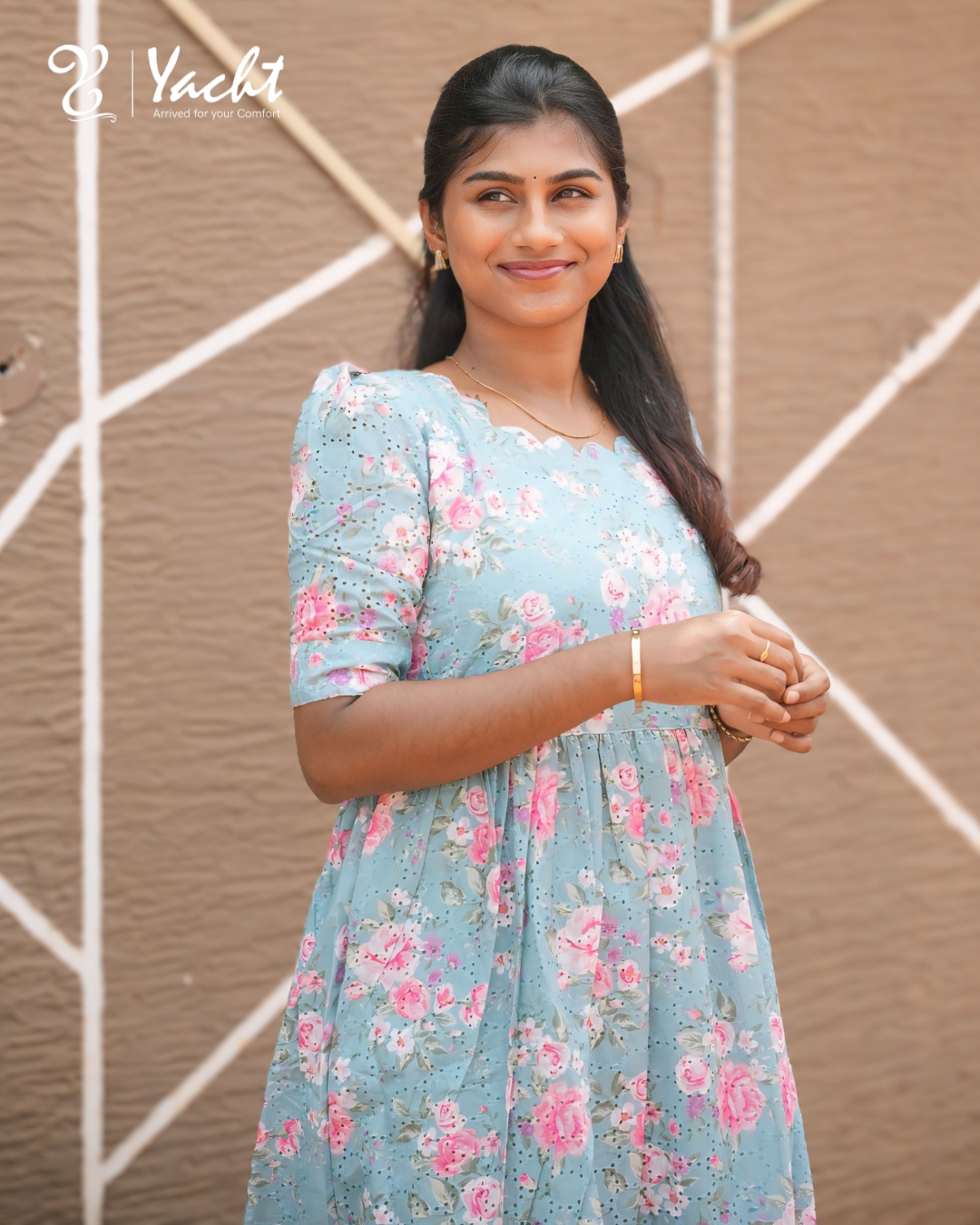 🌷“Sky Bloom Gathered Kurti”