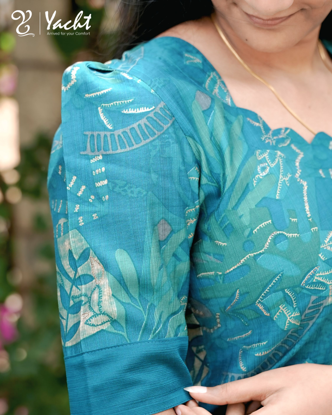Aqua Botanical Print Kurti Set