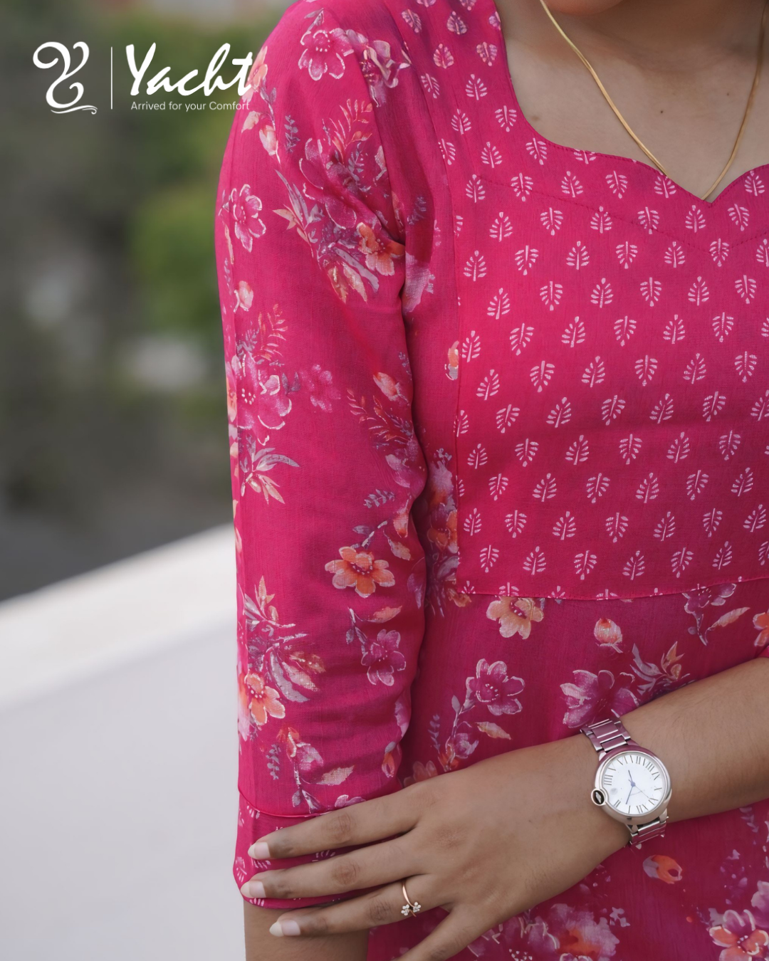 🌸 Pink Floral Charm Kurti