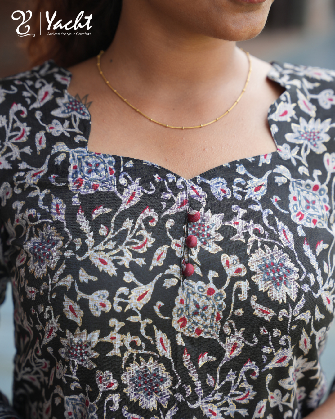 🖤 “Midnight Vine Straight Kurti Set”