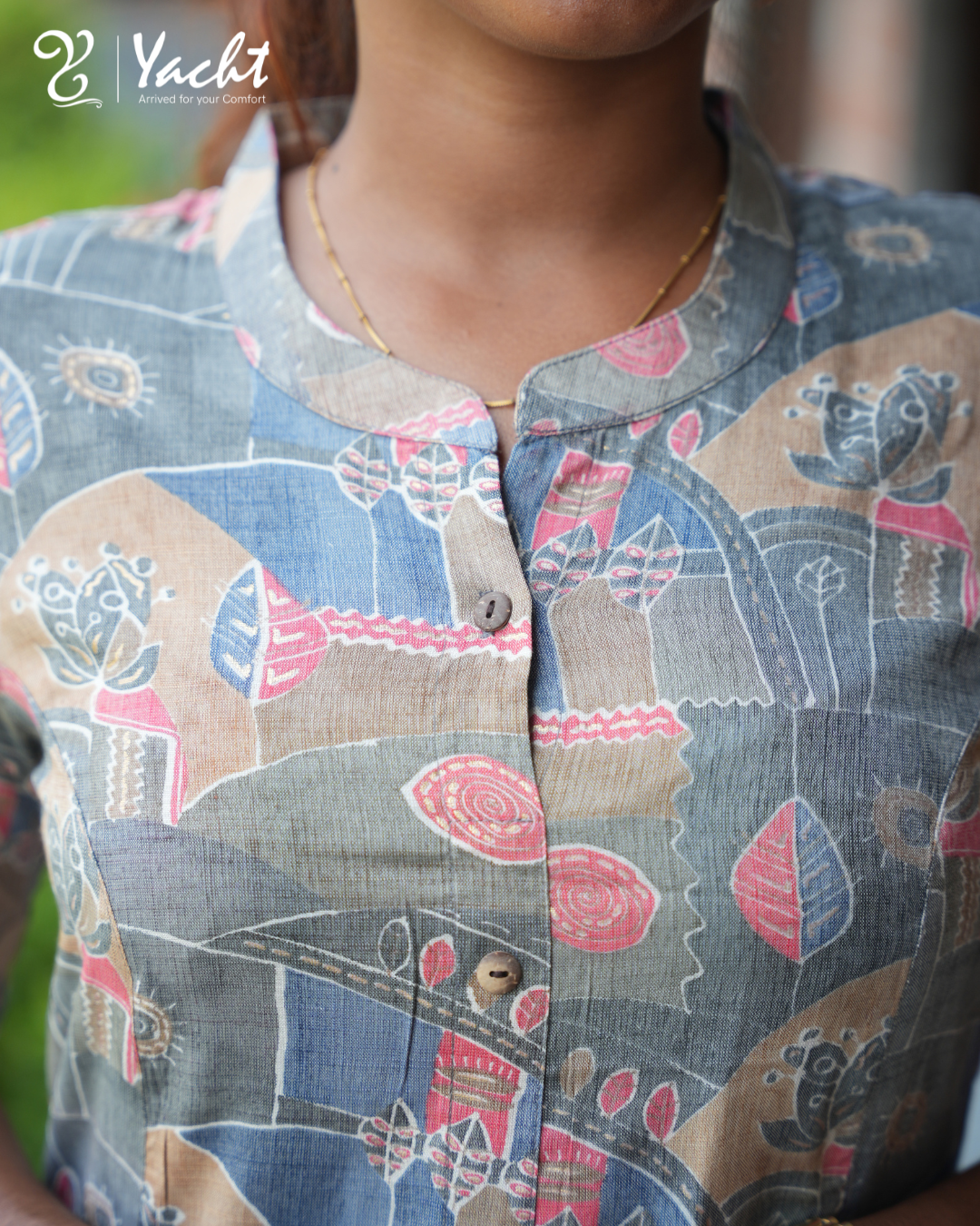 🌿“Ashwood Rustic Print A-Line Kurti”