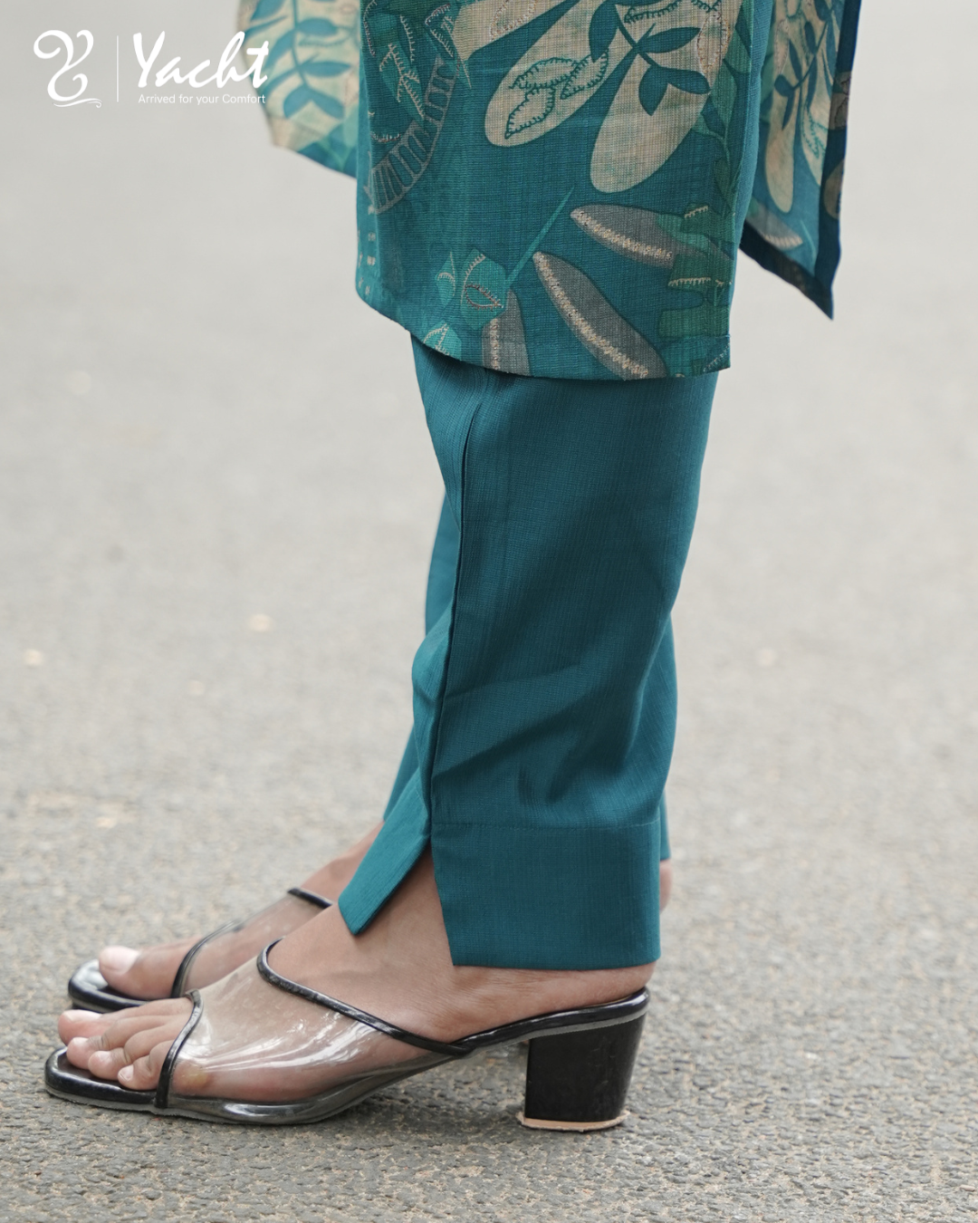 Aqua Botanical Print Kurti Set