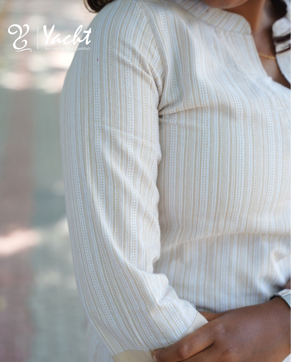 🤍 Ivory Grace – Striped 2 pcs