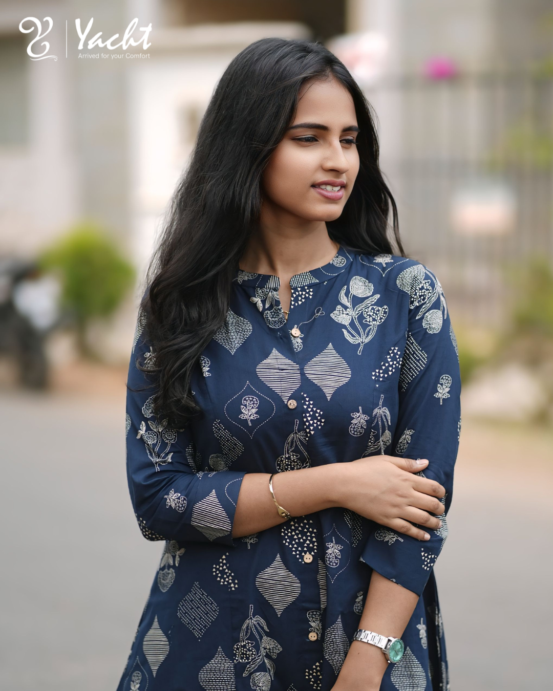 ✨ Royal Indigo Bloom Kurti