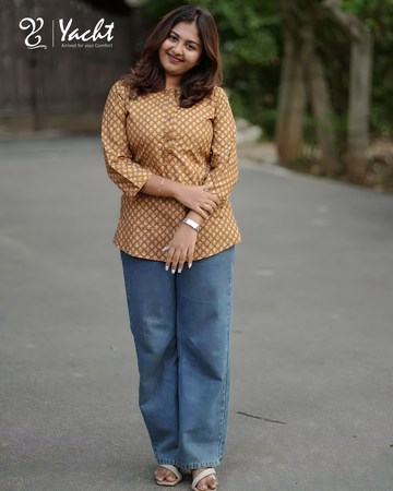 ✨ Golden Amber Bloom Kurti
