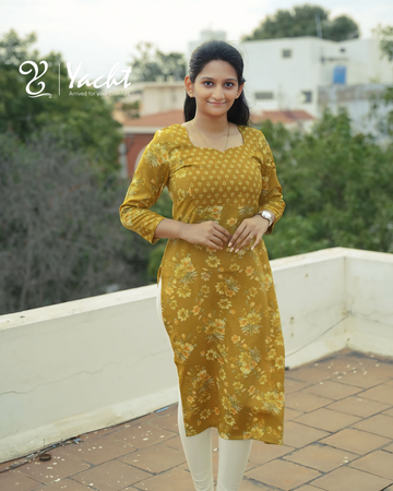 Mustard Floral Elegance Kurti
