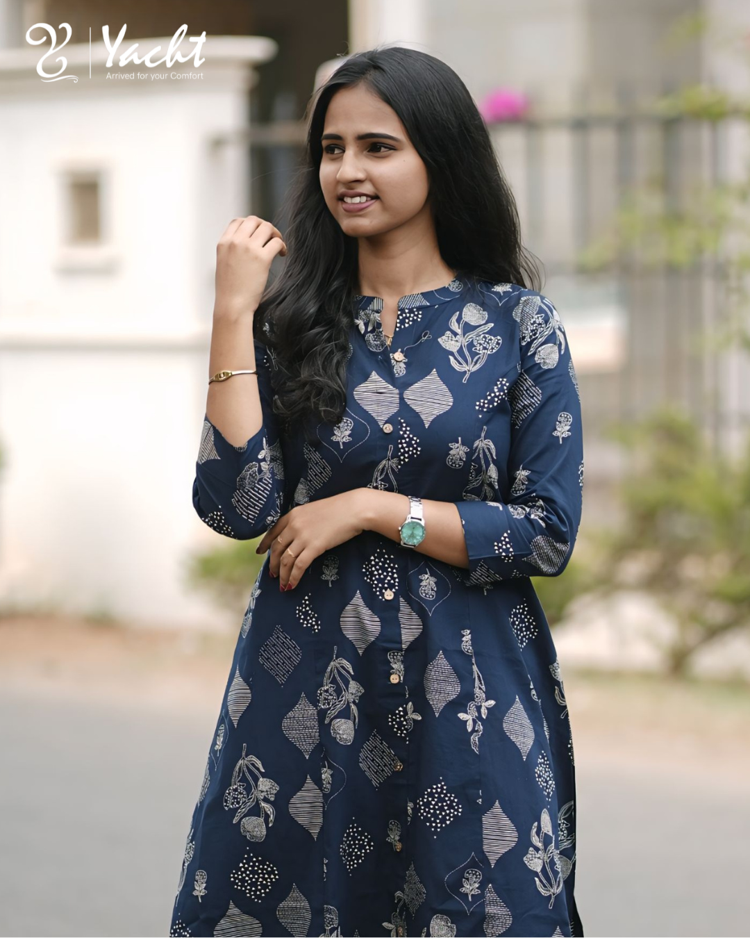✨ Royal Indigo Bloom Kurti