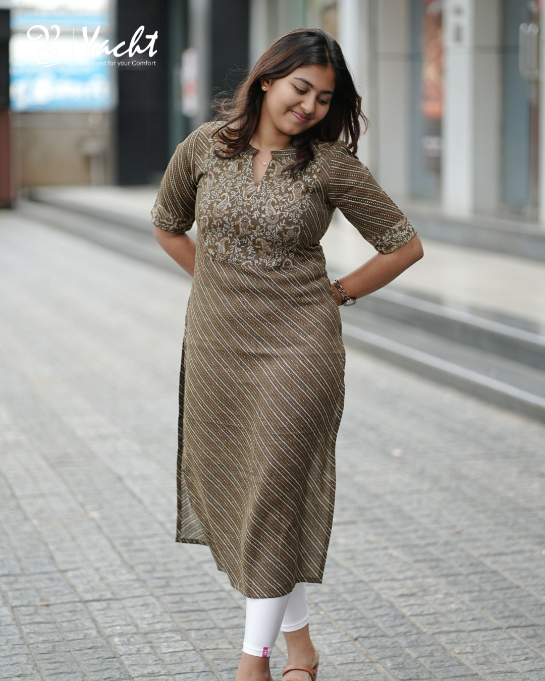 Olive Heritage Straight Kurti