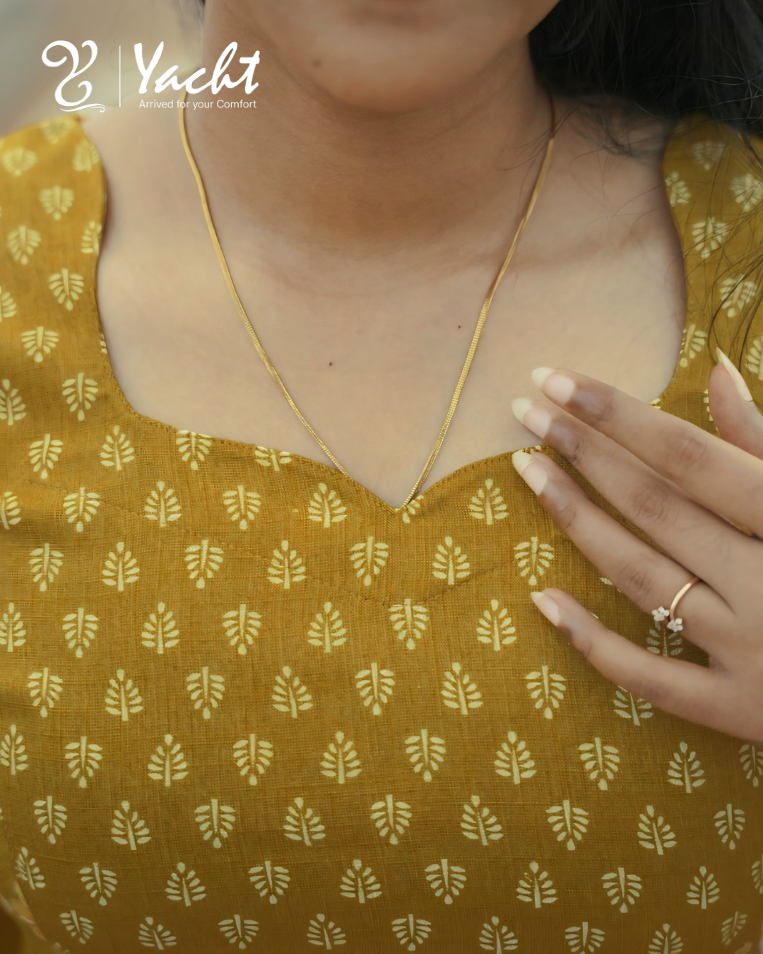Mustard Floral Elegance Kurti