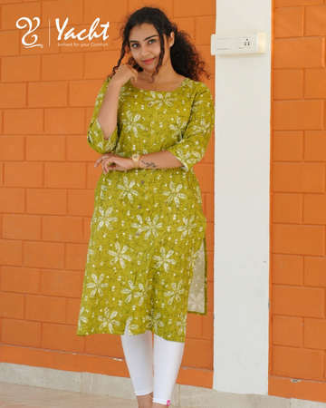 🌺Greenish Blossom Charm Kurti