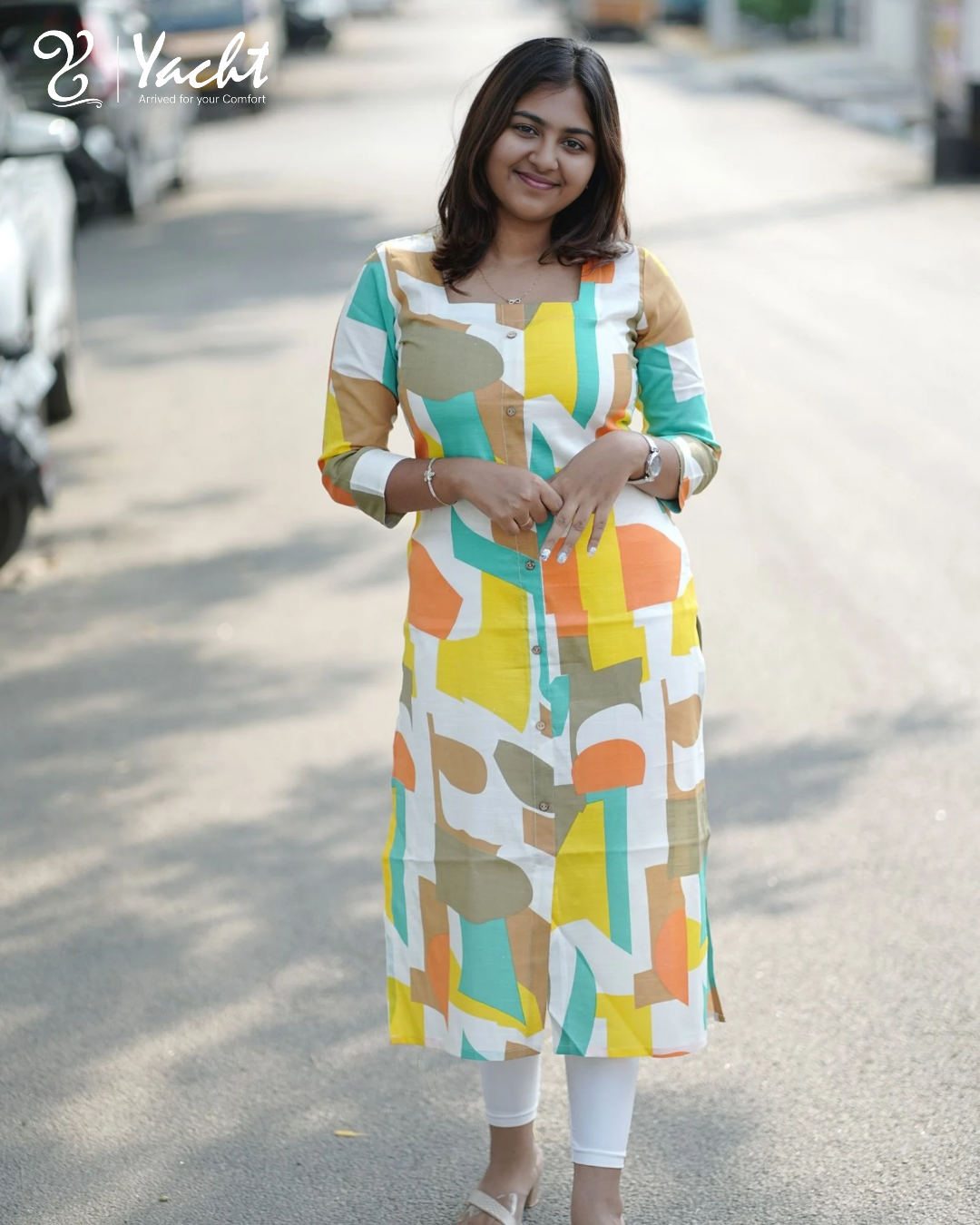 ✨ Citrus Breeze Abstract Kurti