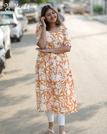 Sunset Bloom A-Line Kurti