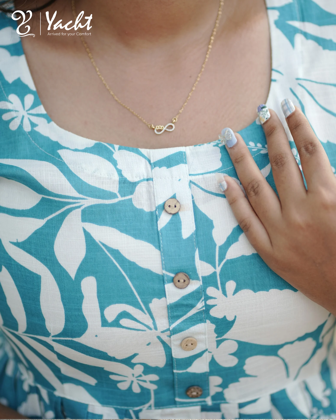 Ocean Bloom A-Line Kurti