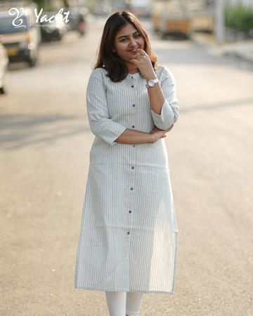 ✨ Ivory Pinstripe Classic Kurti