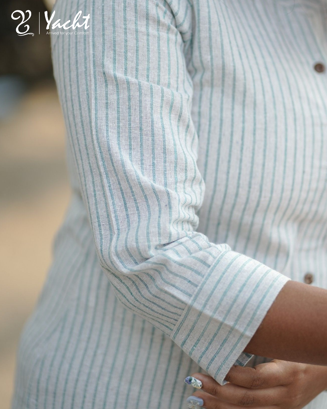 ✨ Ivory Pinstripe Classic Kurti