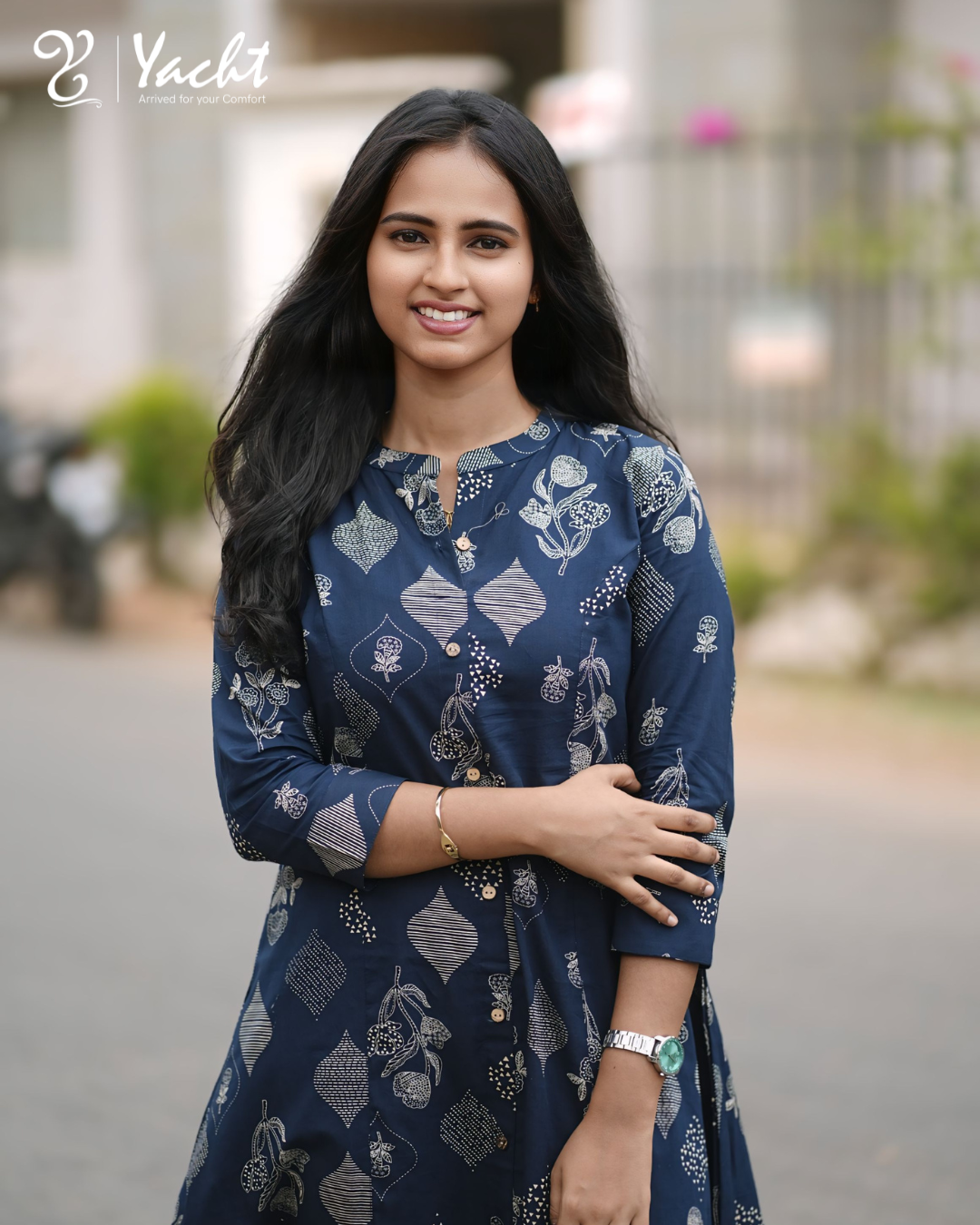 ✨ Royal Indigo Bloom Kurti