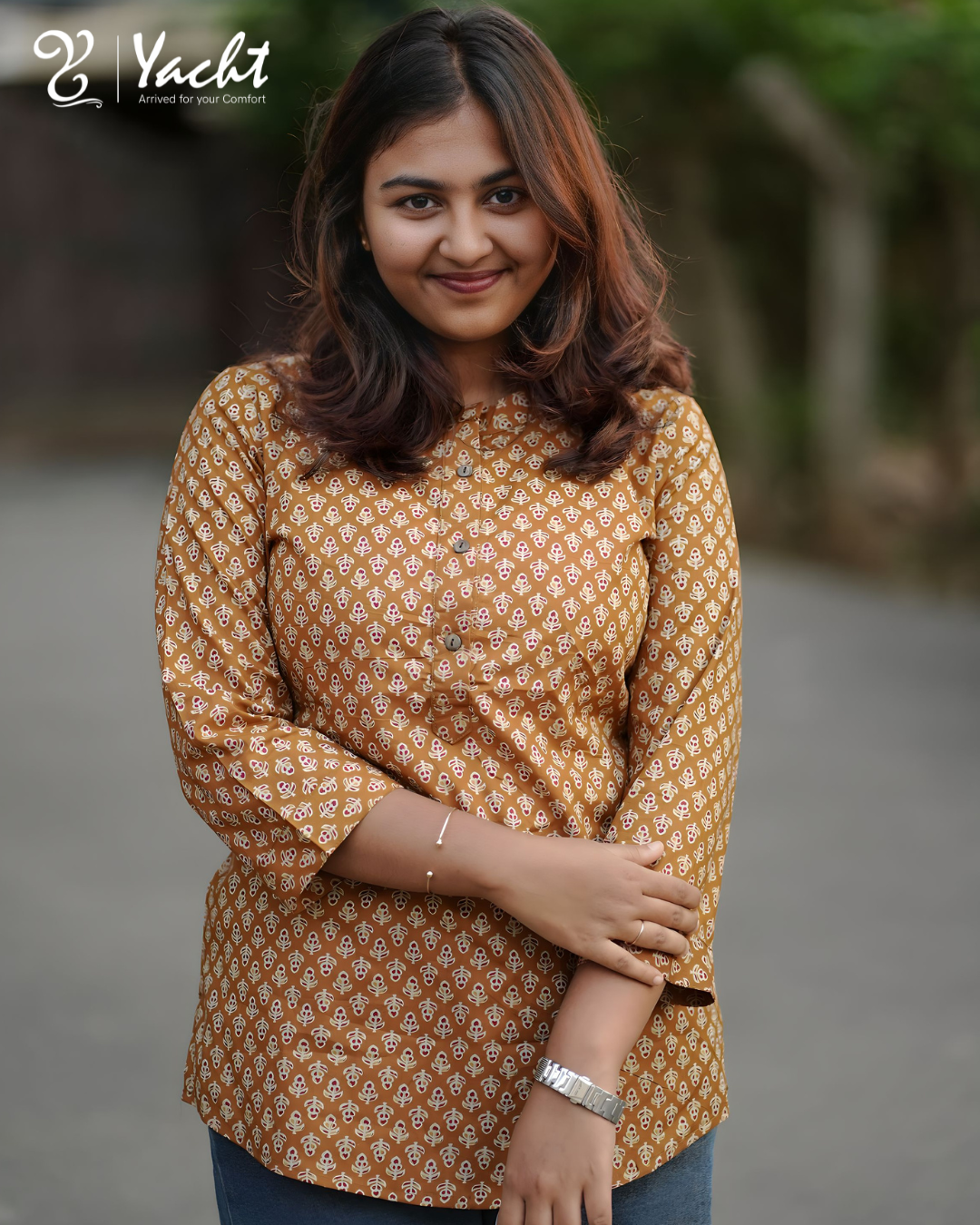 ✨ Golden Amber Bloom Kurti