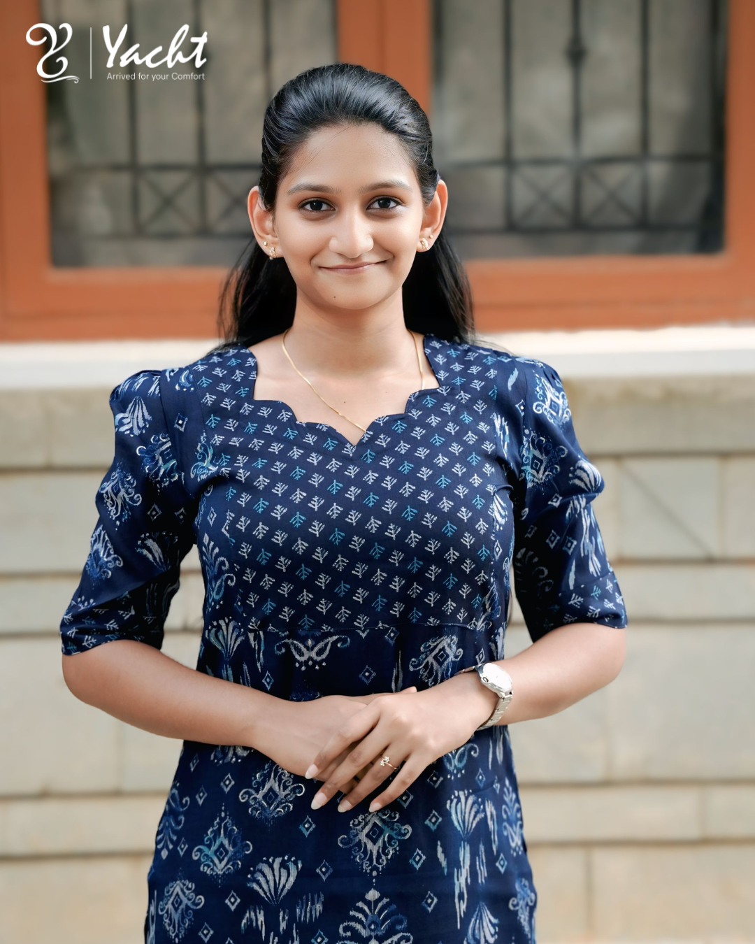 Midnight Blue Flare Print Kurti