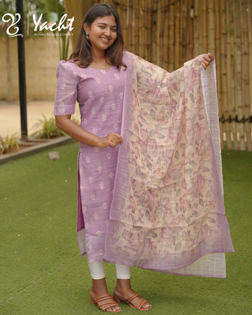 Lavender Printed Kurta Set