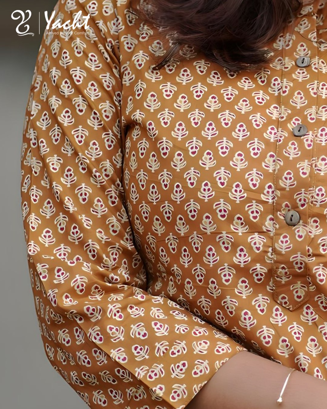 ✨ Golden Amber Bloom Kurti