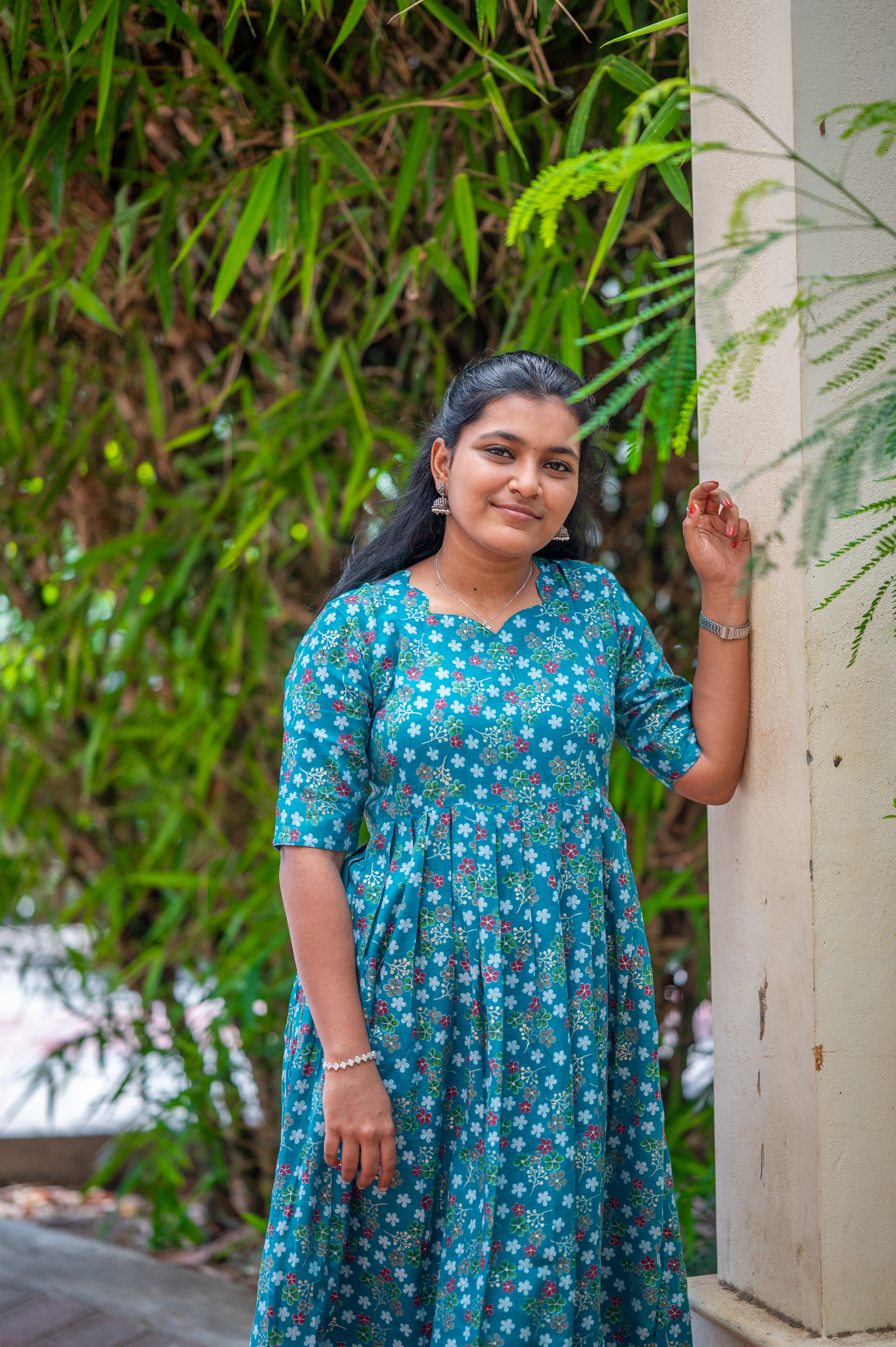 Teal Blossom Breeze Kurti 1932