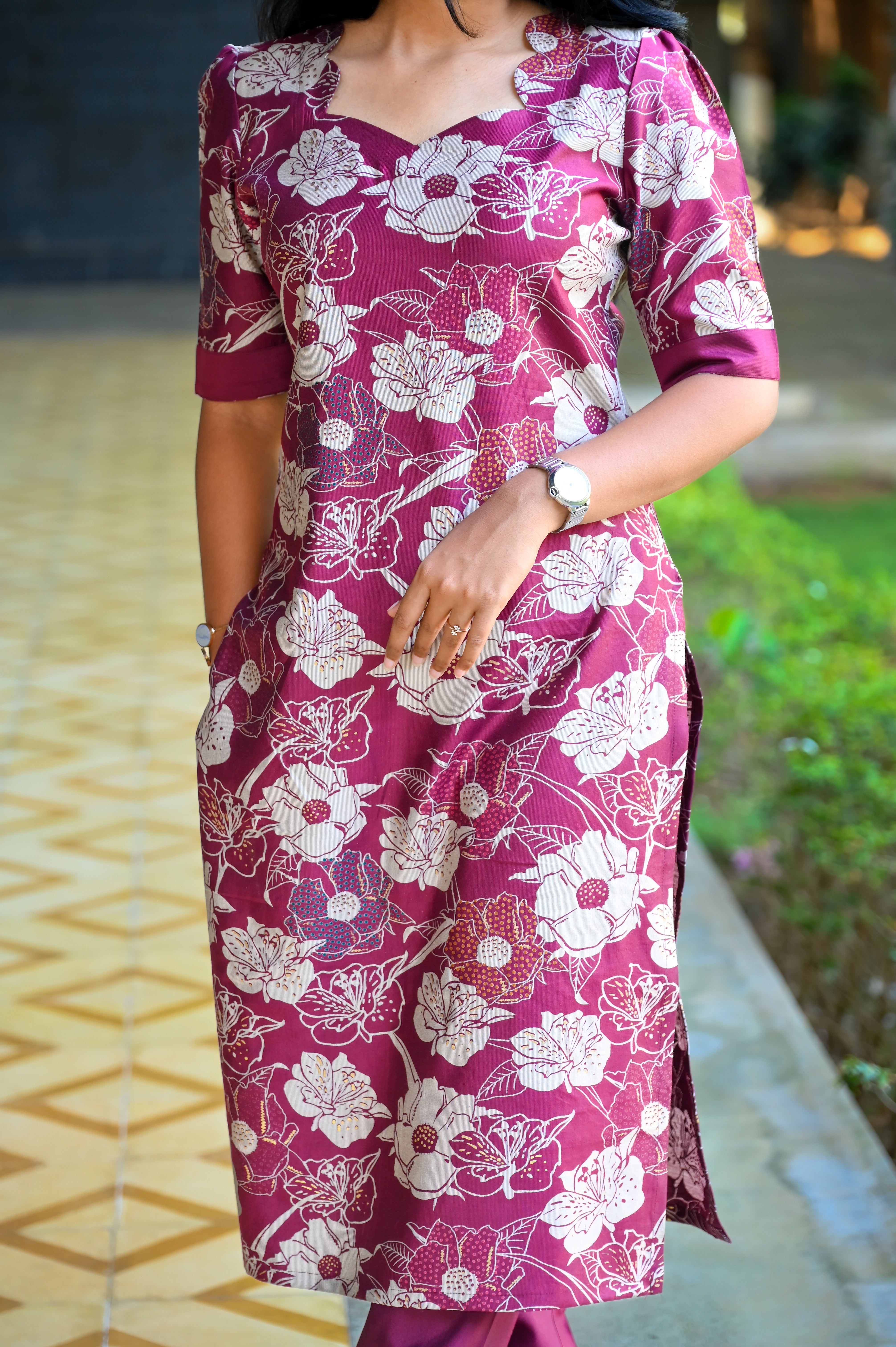 🪻Floral Straight-Cut Kurti Set