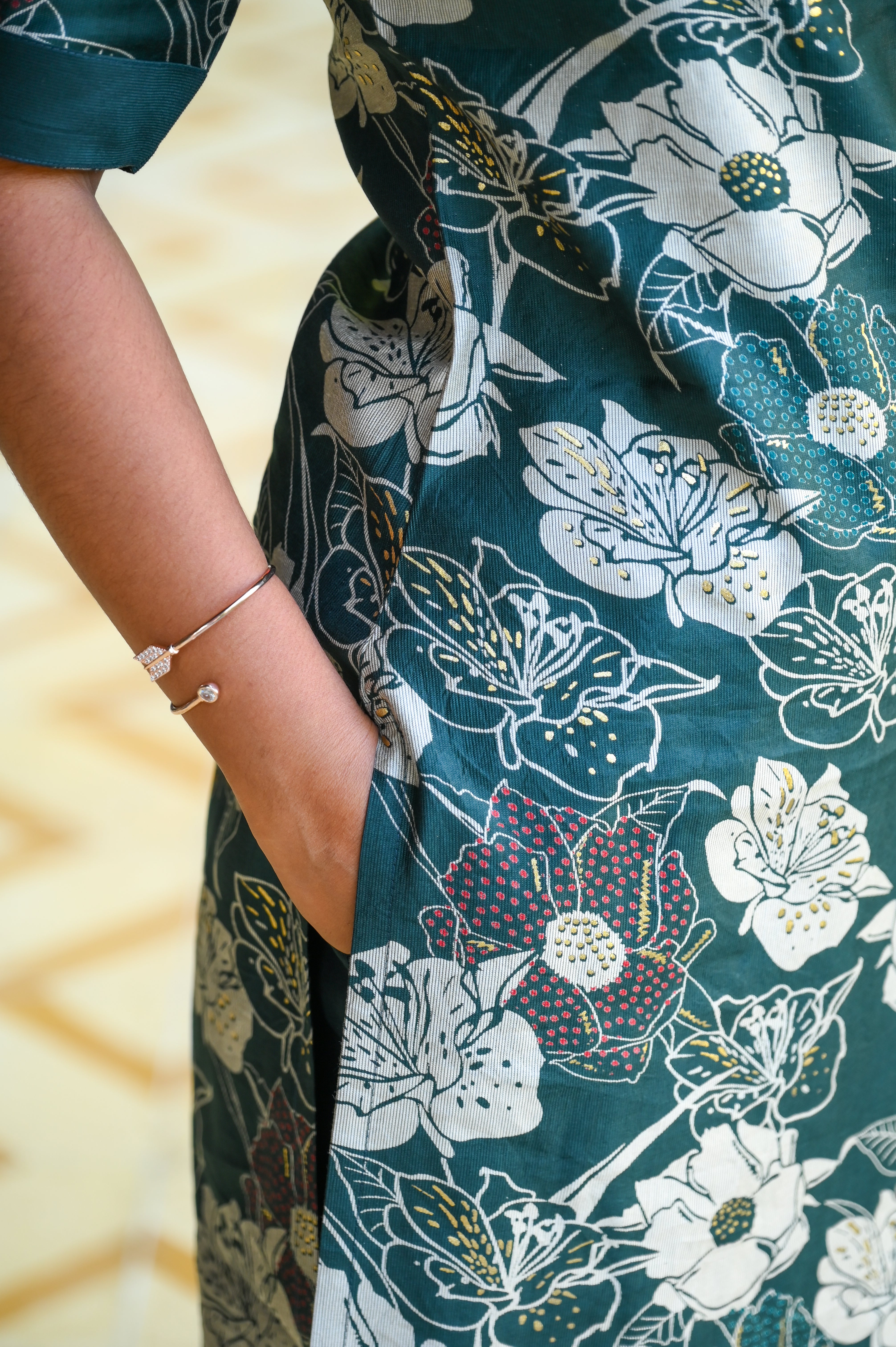 🍏Botanical Print Straight Kurti Set