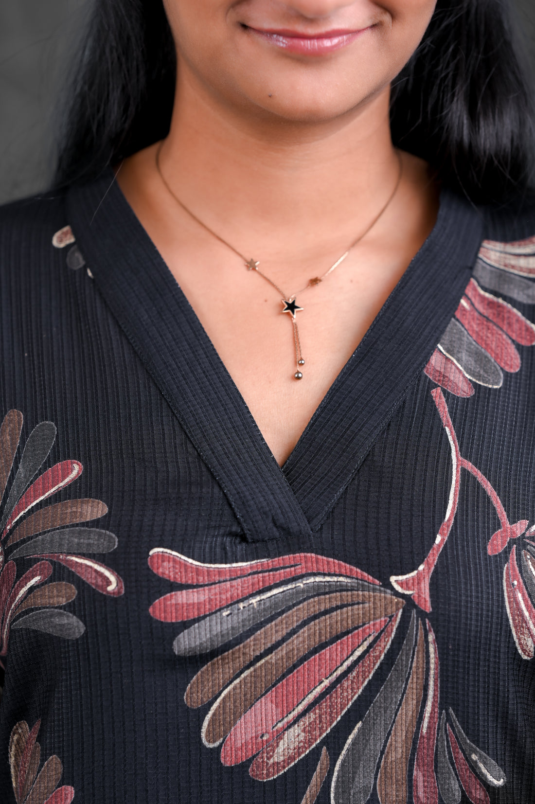 🌙🖤Midnight Bloom Straight Kurti Set