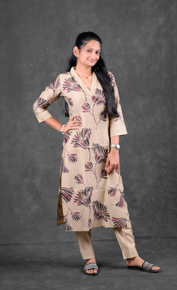 🌾 Elegant Leaf Grace Kurti Set