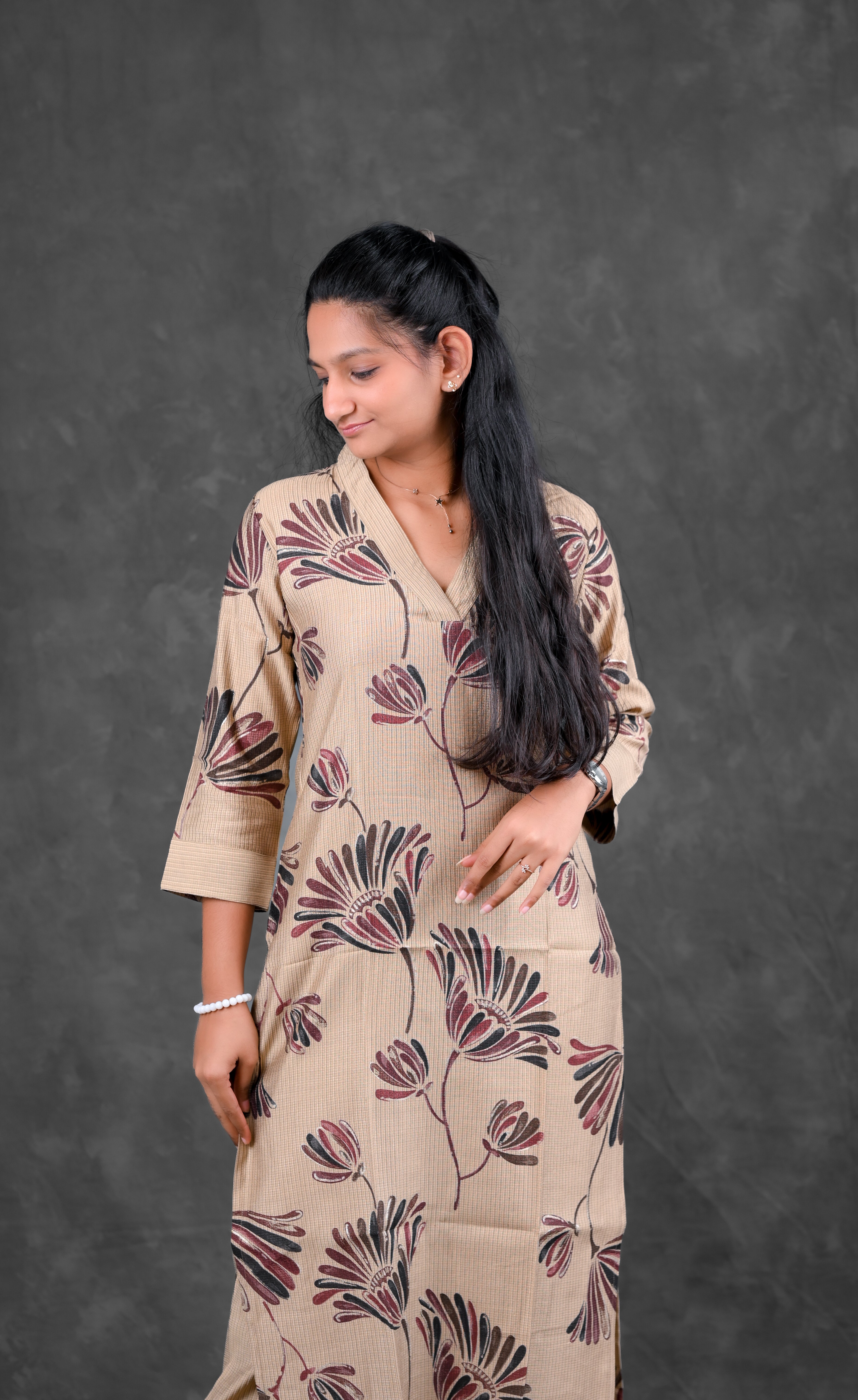 🌾 Elegant Leaf Grace Kurti Set