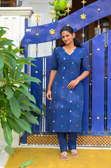 💙Midnight Dot Elegance Kurti Set