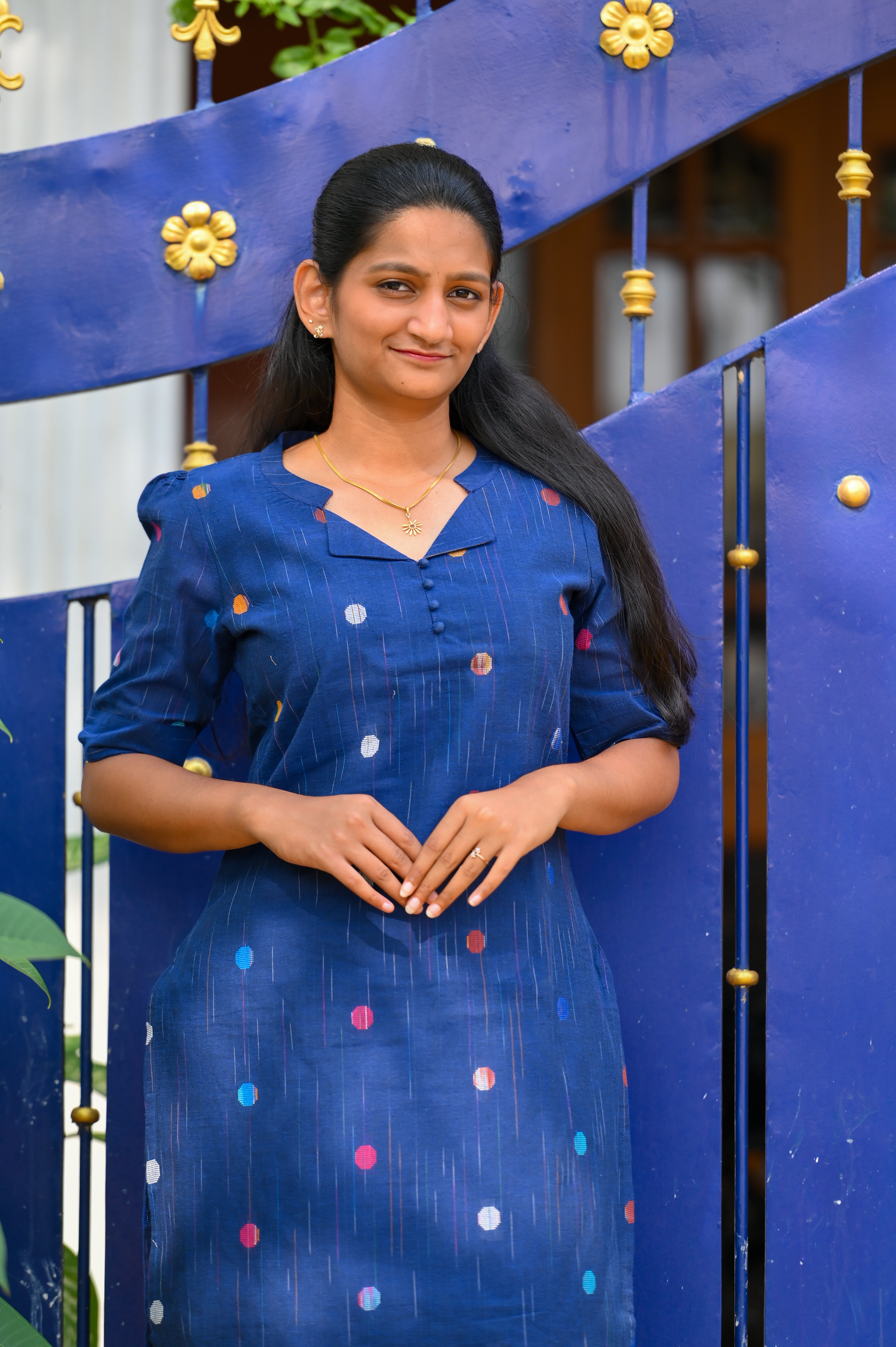 💙Midnight Dot Elegance Kurti Set