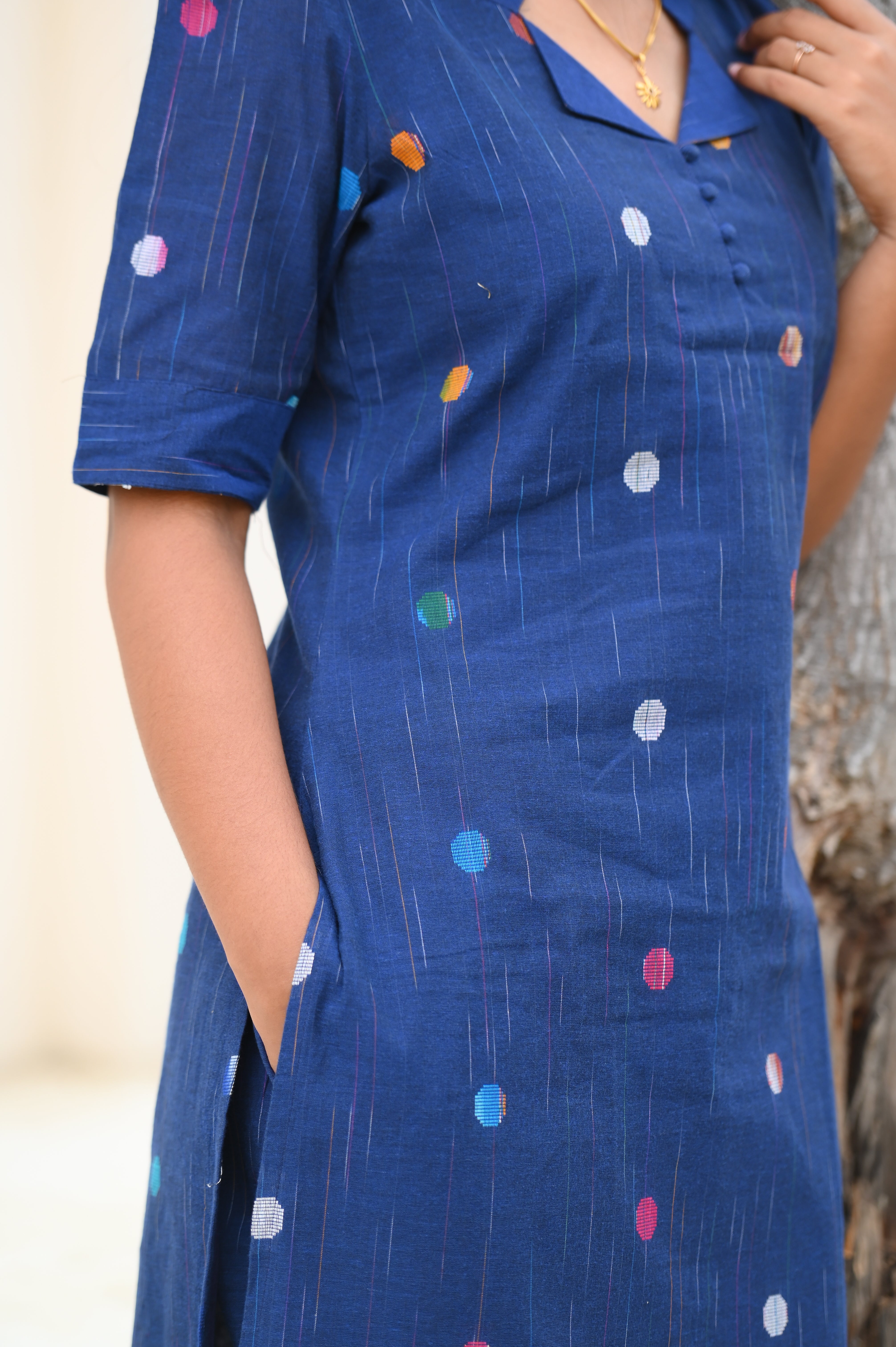 💙Midnight Dot Elegance Kurti Set