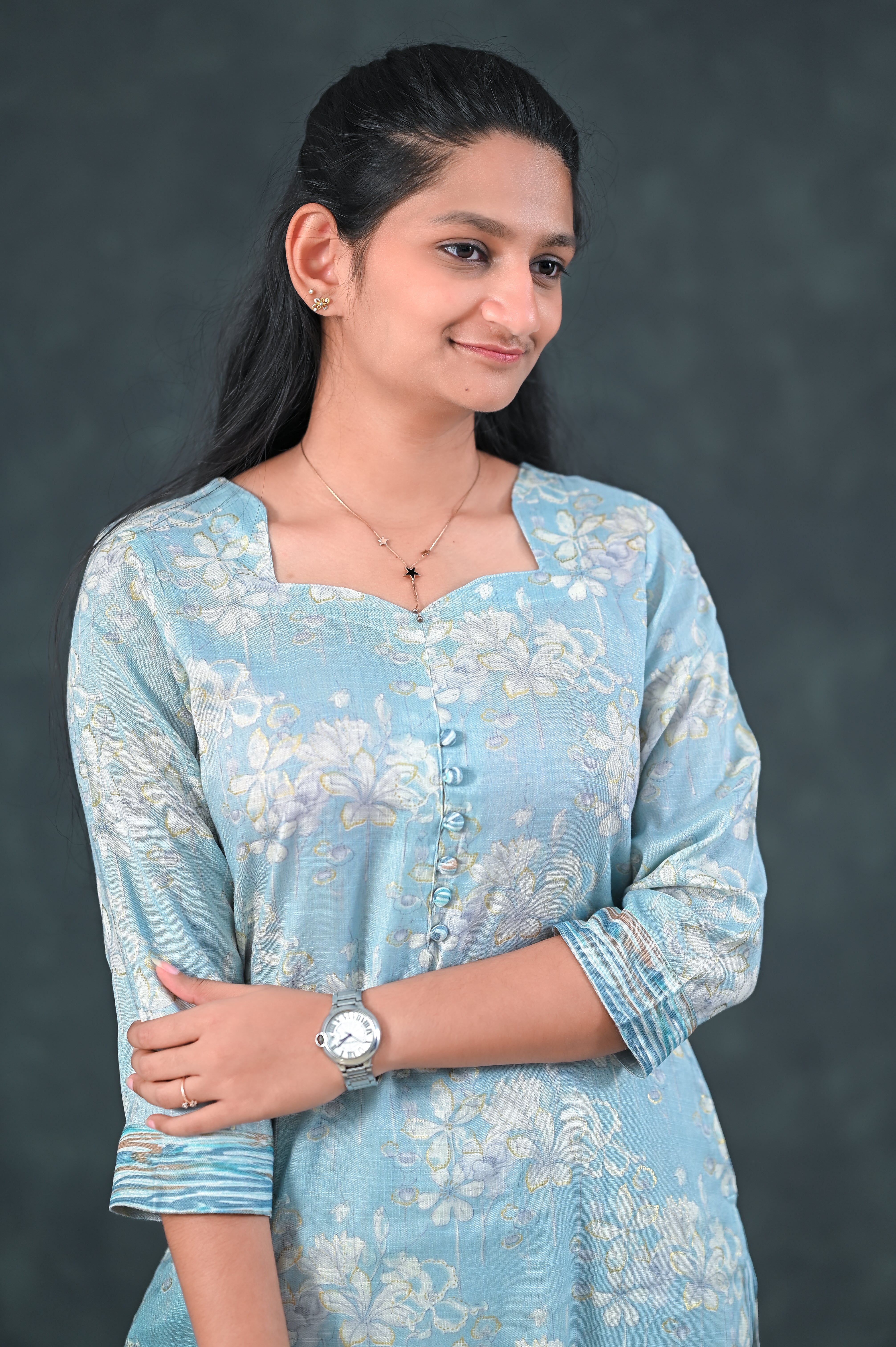 ❄️ Sky Bloom Straight Kurti Set