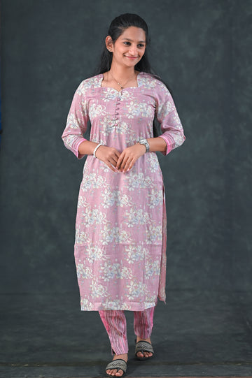 🌸 Blush Garden Straight Kurti Set