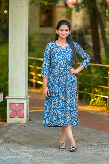 🌊Indigo Bloom Maxi