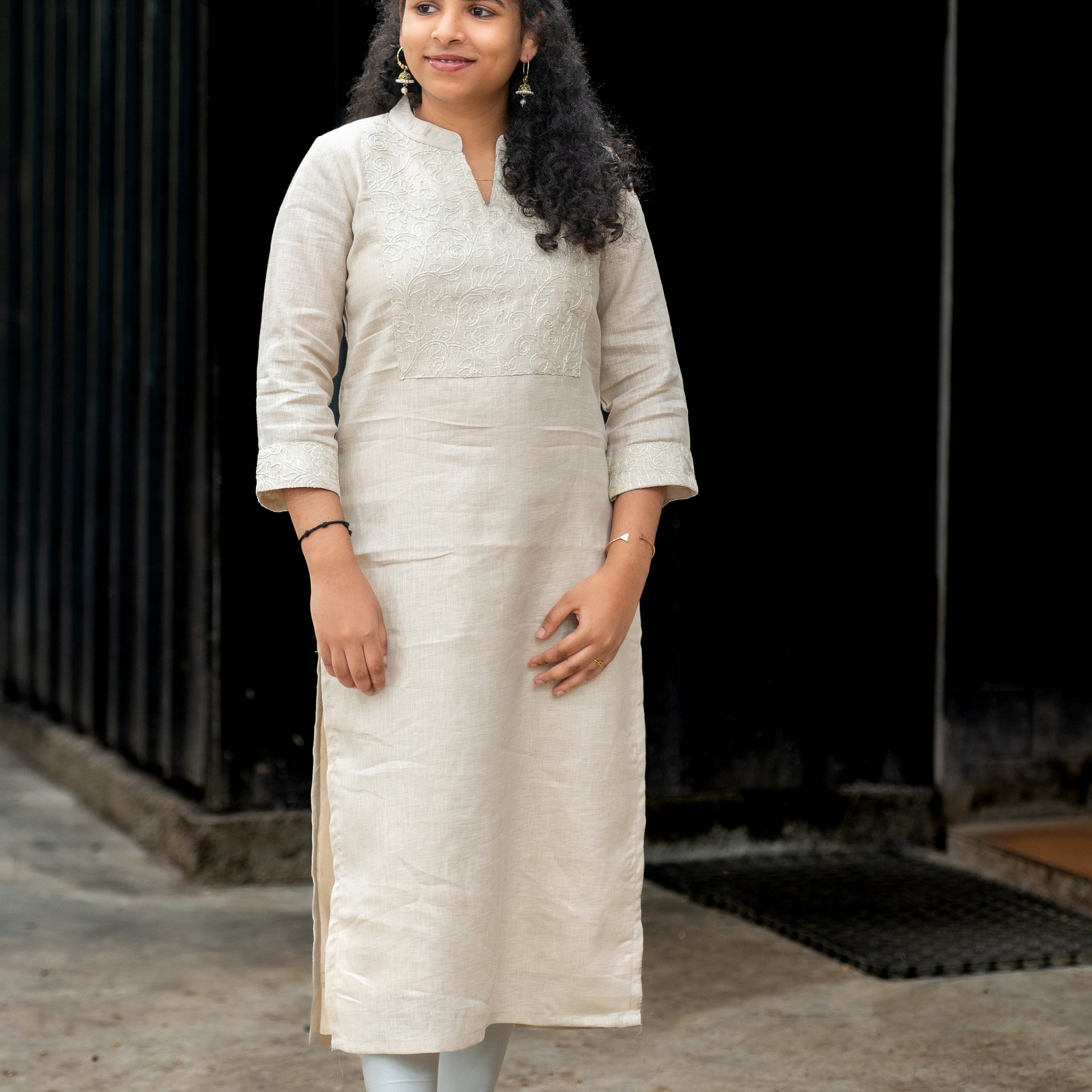 ✨Ivory Grace Embroidered Kurti