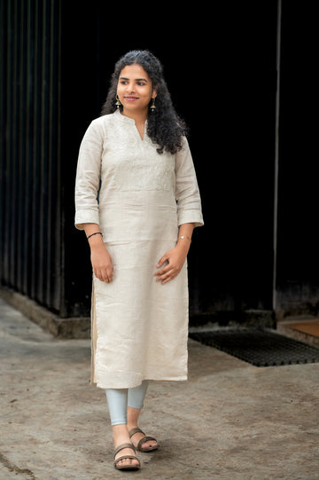 ✨Ivory Grace Embroidered Kurti